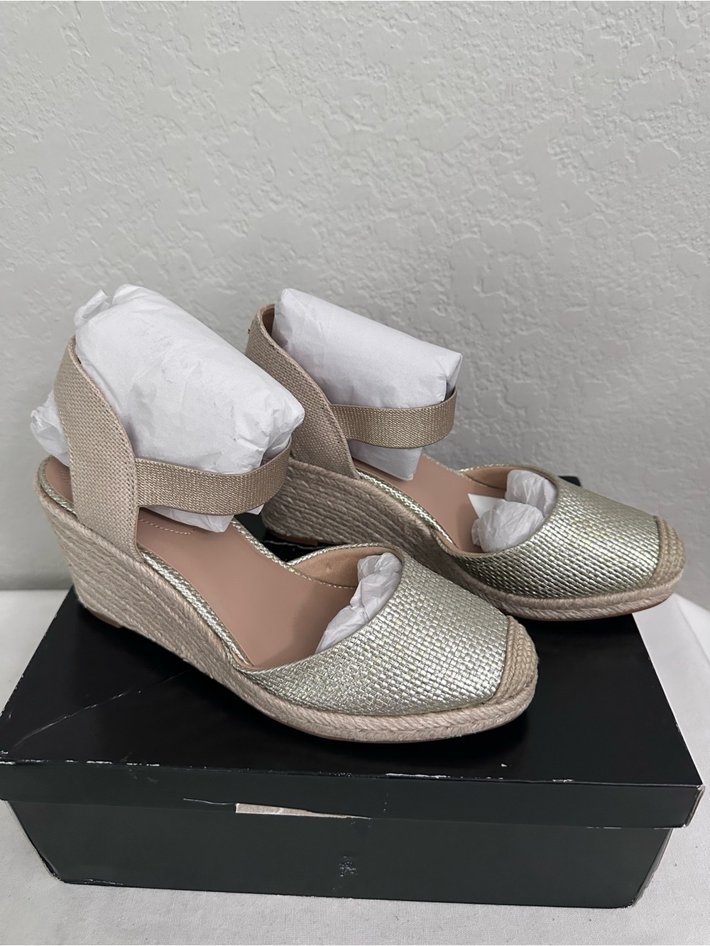 Lauren Ralph Lauren Women's Gold Pearle Espadrille Wedge Pumps Size 9B